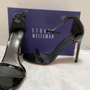 Stuart Weitzman Nudistsong size 10 Black Patent Leather Heels EUC